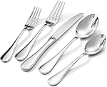 Ensemble de couverts KINGSTONE de 40 pièces en forme de goutte pour 8 personnes, ensemble de couverts en acier inoxydable 18/10, ensemble de couverts au design moderne pour maison/hôtel/mariage, poli miroir et compatible lave-vaisselle