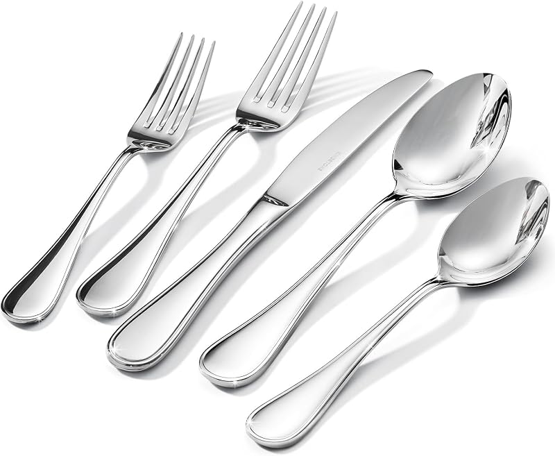 18/10 Stainless Steel Silverware Set for 4, 20 Piece Teardrop Flatware Set | KINGSTONE Heavy Cutlery Set, Mirror Polished Knives Forks and Spoons Utensils, Dishwasher Safe for Home Kitchen Wedding