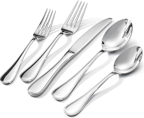 18/10 Stainless Steel Silverware Set for 4, 20 Piece Teardrop Flatware Set | KINGSTONE Heavy Cutlery Set, Mirror Polished Knives Forks and Spoons Utensils, Dishwasher Safe for Home Kitchen Wedding