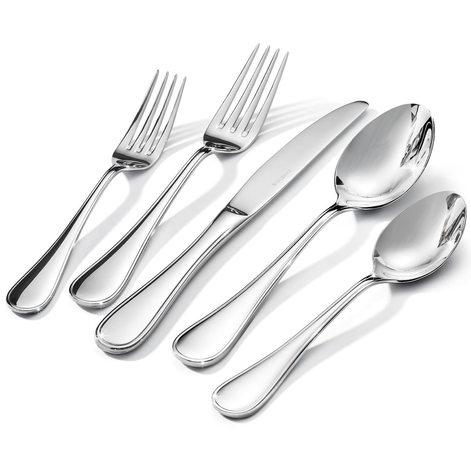 Photo 1 of KINGSTONE 65 Piece Teardrop Silverware Set for 12, 18/10 Stainless Steel Flatware Set with Serving Utensils, Modern Design Cutlery Set for Home/Hotel/Wedding,Mirror Polished and Dishwasher Safe