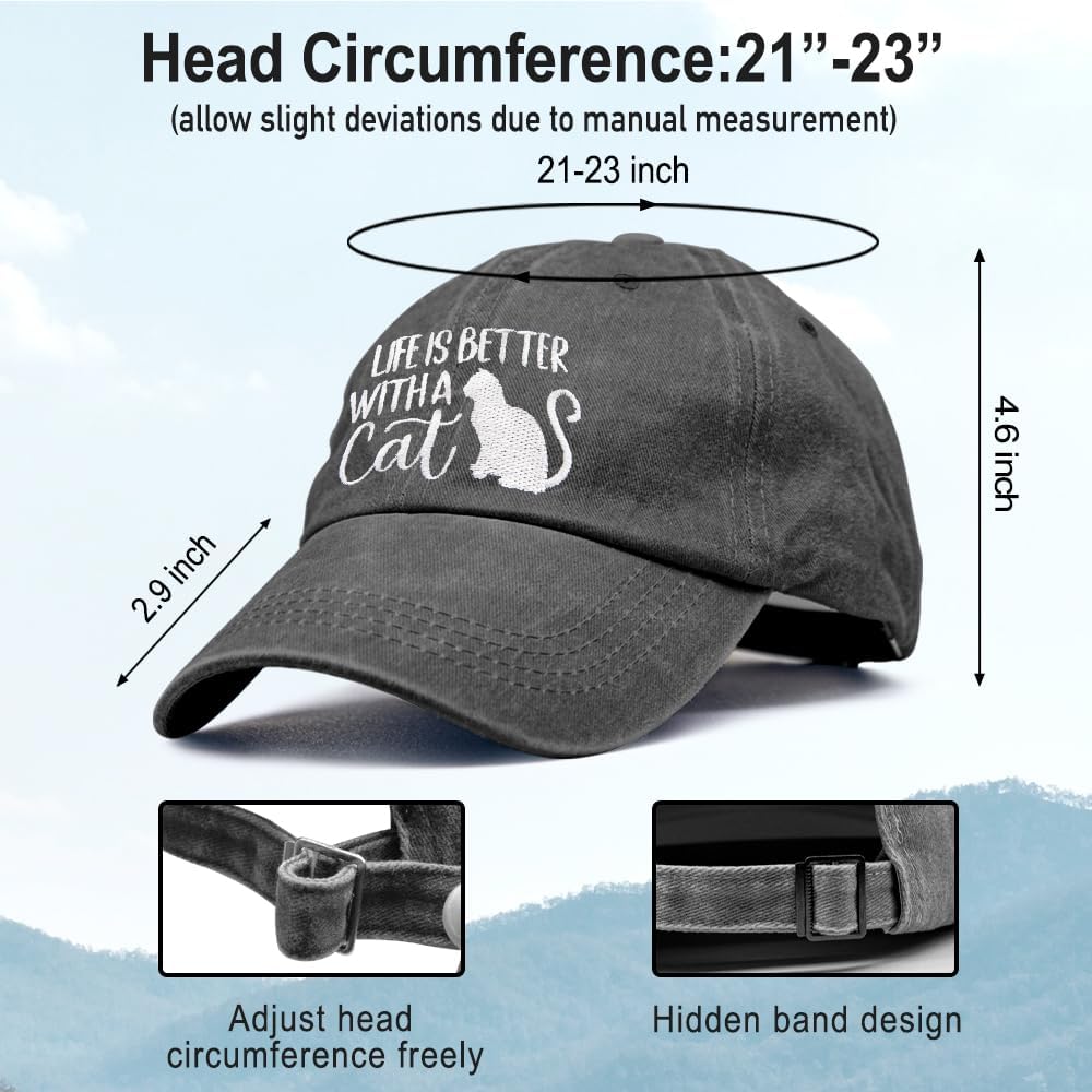 My Cats Said You're A Hoe Embroidery Adjustable Classic Distressed Baseball Cap, Cat Lover Cap Gifts for Pet Owner image 2