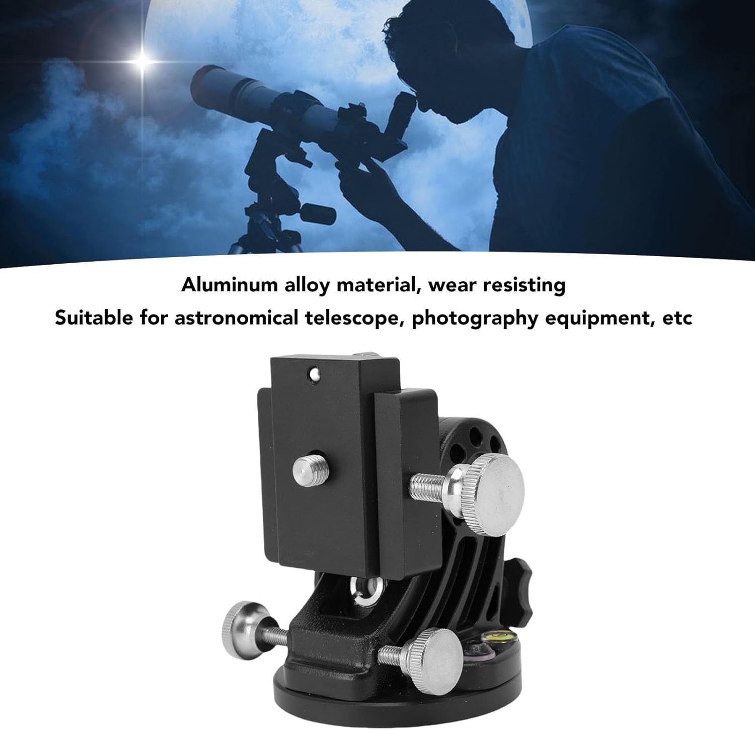 Latitude Adjustment Base for Skywatcher Astronomy Telescope, 3/8 Inch 0-90 Degree Adjustable Equatorial Instrument Latitude Mount with Aluminum Alloy Construction, Ideal for (All Black)