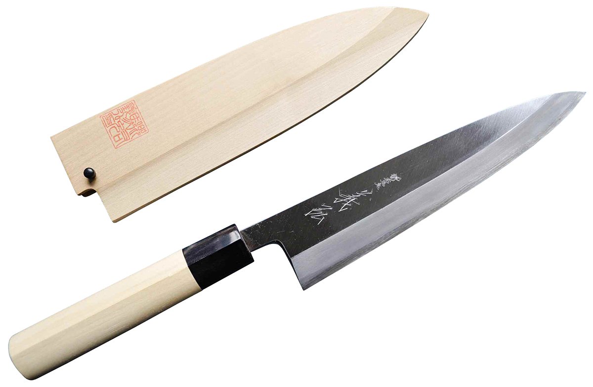 ★新品★郷右馬允義弘白二鋼身卸包丁240mmマチ磨き裏押し加工化粧箱上作 Amazon｜郷右馬允義弘 上作シリーズ 安来鋼白2号 身卸 240mm 白鞘付