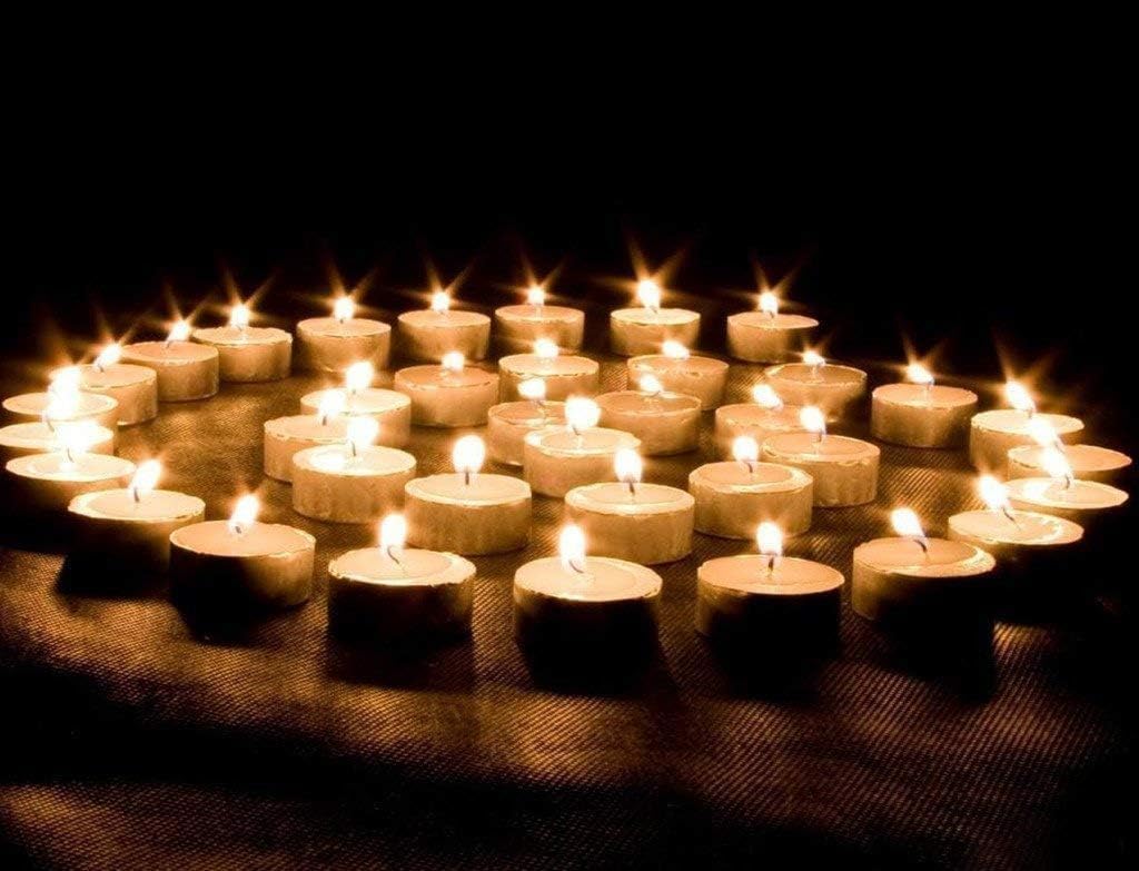 Tea Light Candles Unscented, Centerpiece, Decorative Candle - Pressed Wax Decoration Lighting (White) (Pack of 50)