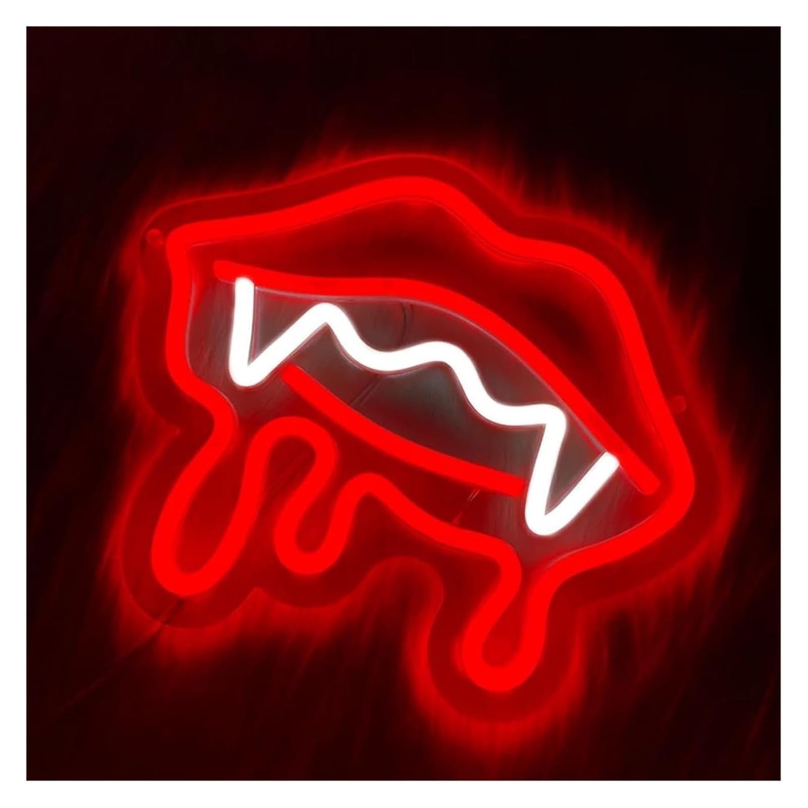 Lámpara de pared con forma dientes para diablo, luz LED neón regulable para salón, 25 cm x 21