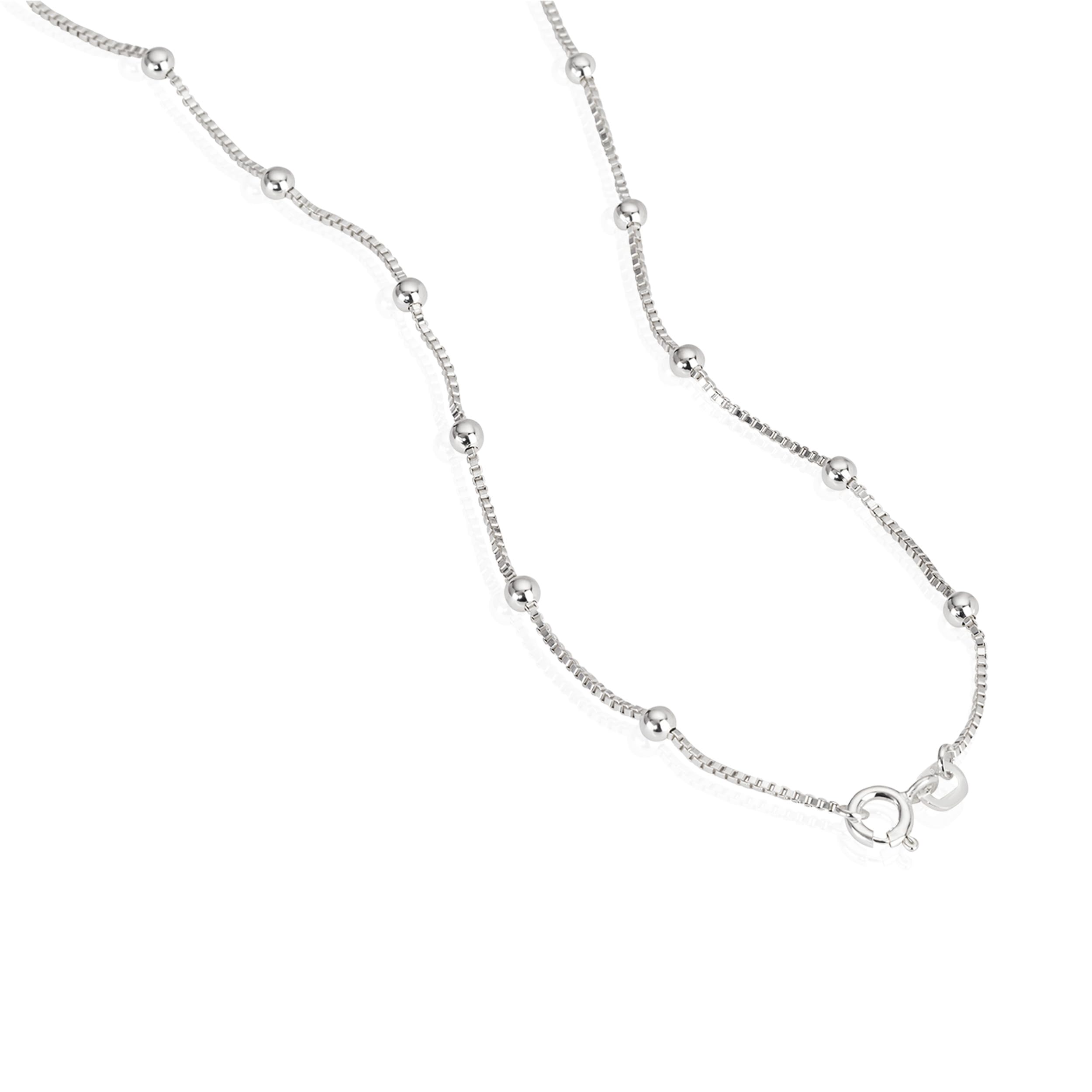 NKlaus plata 925 collar de plata de ley 45cm cadena veneciana con 24 bolas 1876