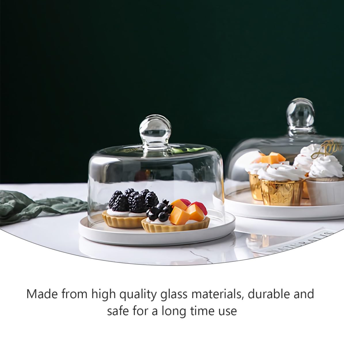 Cubierta de Vidrio y Portátil y Fácil de Limpiar para Pasteles y Micropaisajes Adecuado para Fiestas de Degustación y Refrigeración Refrigeración