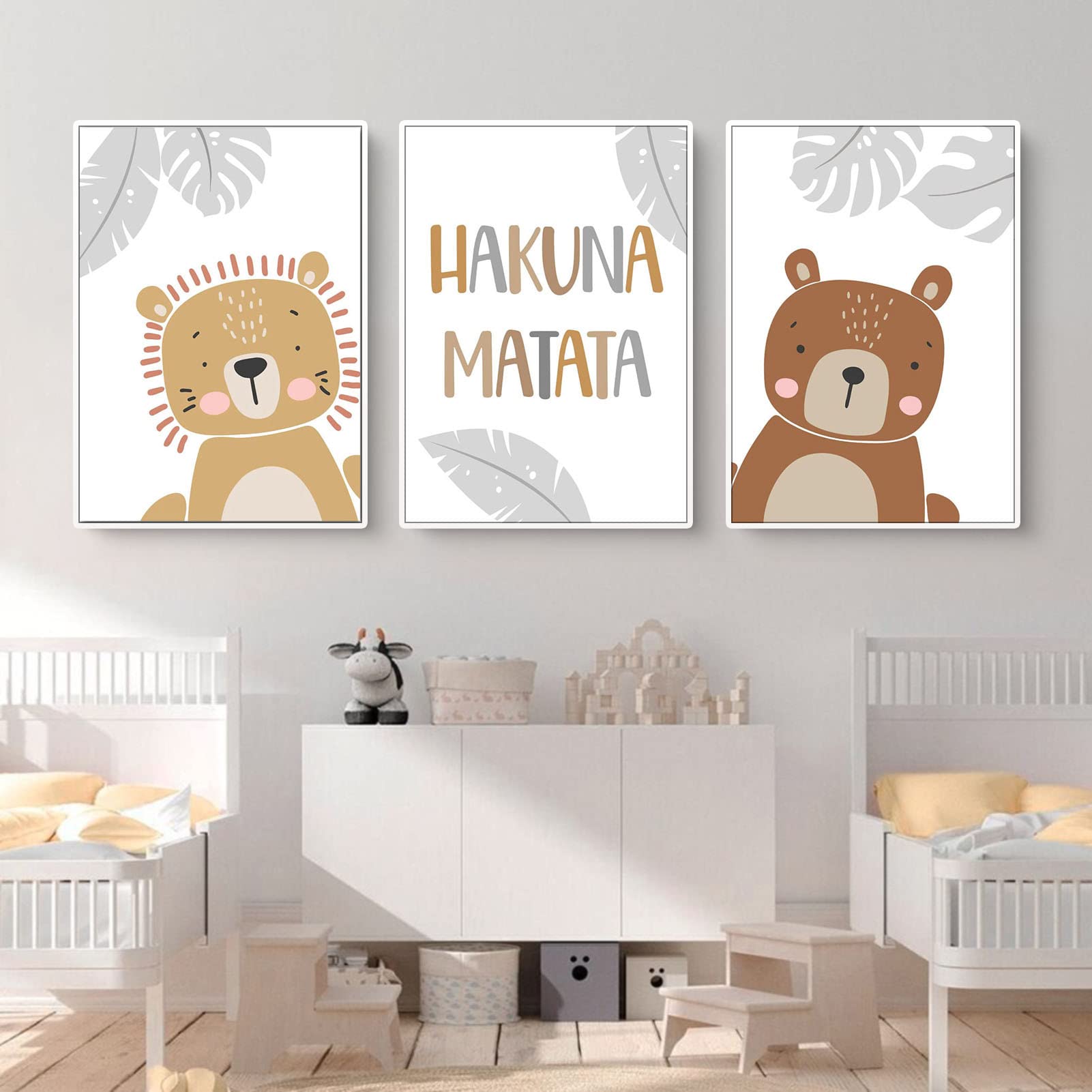 Set Di 6 Poster Per Cameretta Bambini - Tema Animali Della Foresta Safari - Formato DIN A4 - Foto 2