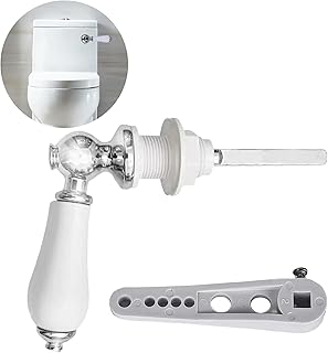 Toilet Handle Replacement, Ceramic Toilet Flush Handle Replacement, Toilet Flush Handle Universal Fit Toilet Cistern Handle Chrome Plated Replacement for Toilet Wc Cistern Flush Lever (White)