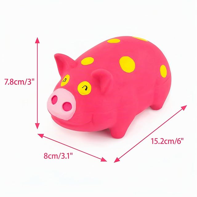 Foto 5 de 8 de Chiwava 2 pacchi 6 pollici Grunting Latex Rubber Dog Toy Polka Dot Pig per cani di Media Spremere Gioco…