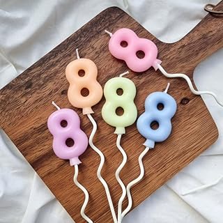 Birthday Candles for Cake, Birthday Cute Candles Number 0-9 Pastel Random Color, Happy Birthday Numeral Candles Cake Topper Decoration for Party, Wedding, Girls, Boys, Kids, Adults, Party (8, 1 Pcs)