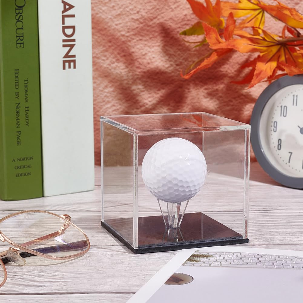 FINGERINSPIRE Espositore per Palline da Golf in Acrilico 7,6x7,6x7,6 cm Custodia per Palline da Golf a cubo Trasparente con Base Nera Scatola di immagazzinaggio per Palline da Golf Singole