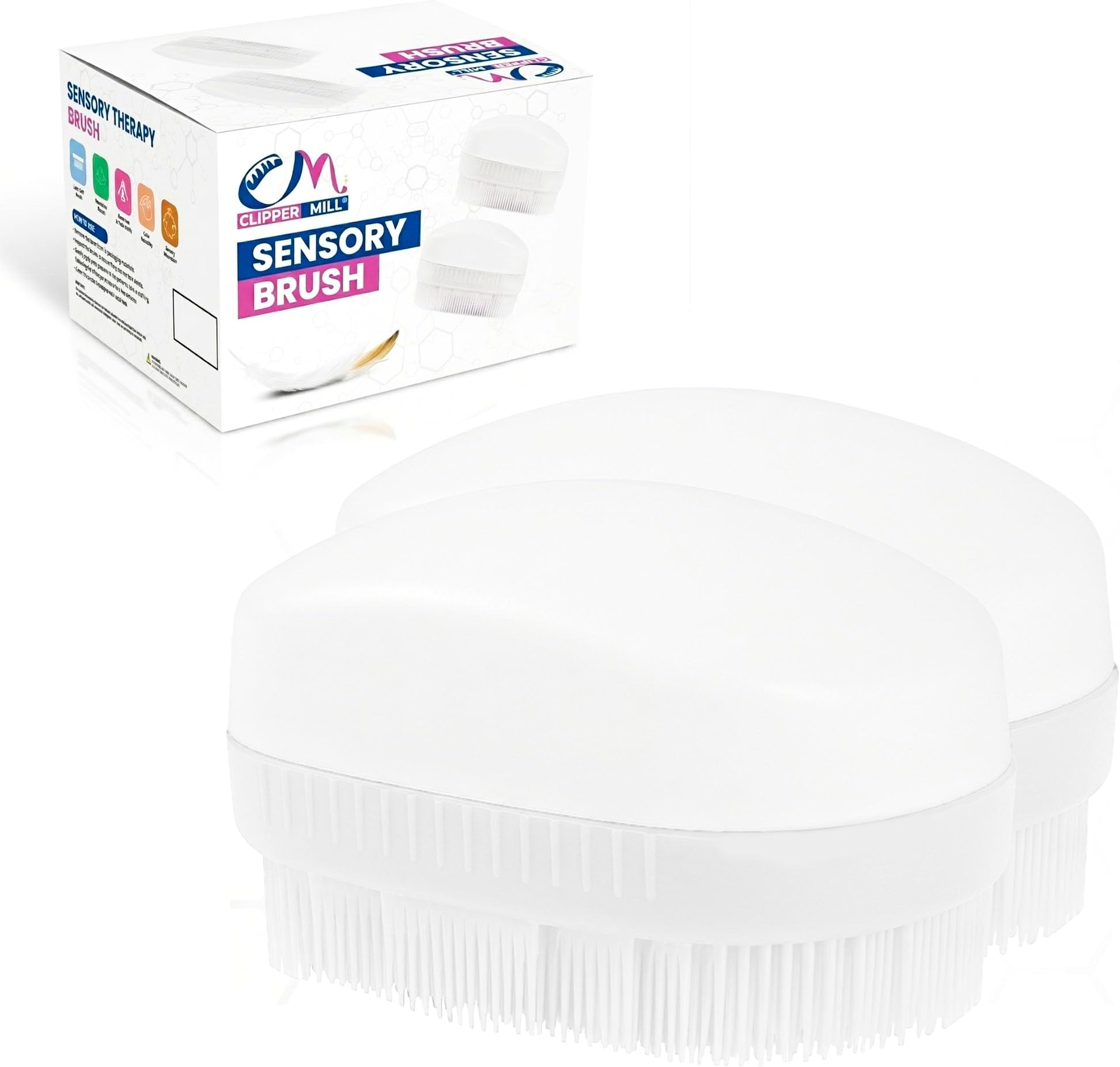 Wilbarger Method Therapy Brush, 6 Pack (White) - Therapressure Sensory Brush for Occupational Therapy and Brushing Protocol