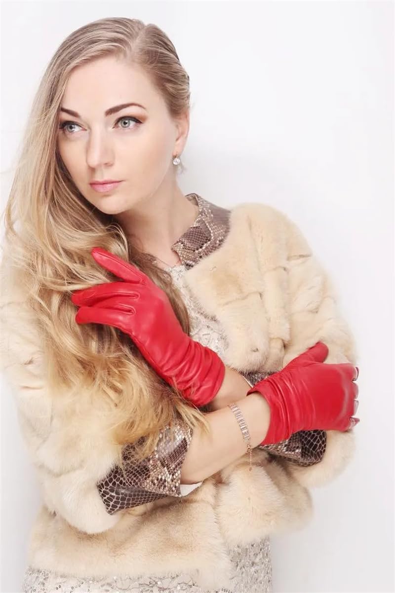 Dninmim Guanti in pelle invernali da donna guanti corti in pelle guanti invernali da polso in pelle