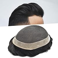Vista 23 de Tupé para hombres, sistema de unidades de cabello humano real, encaje suizo suave, encaje frontal, tupé, piezas de cabello de repuesto, línea