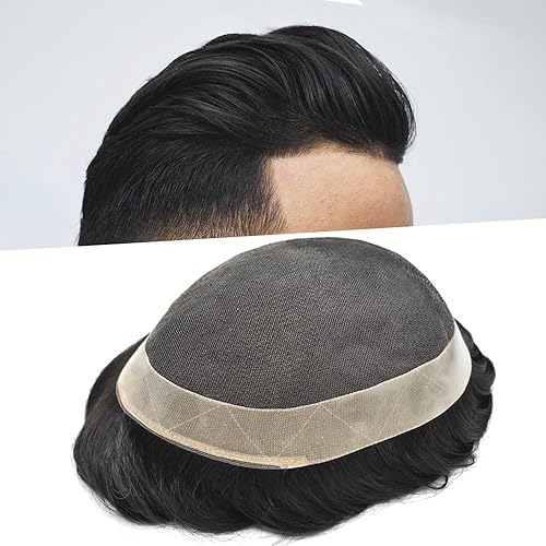 Mens Toupee sistema de reemplazo de cabello humano europeo para hombres encaje tupé para hombres postizos para hombre pieza de pelo Protesis Capilar