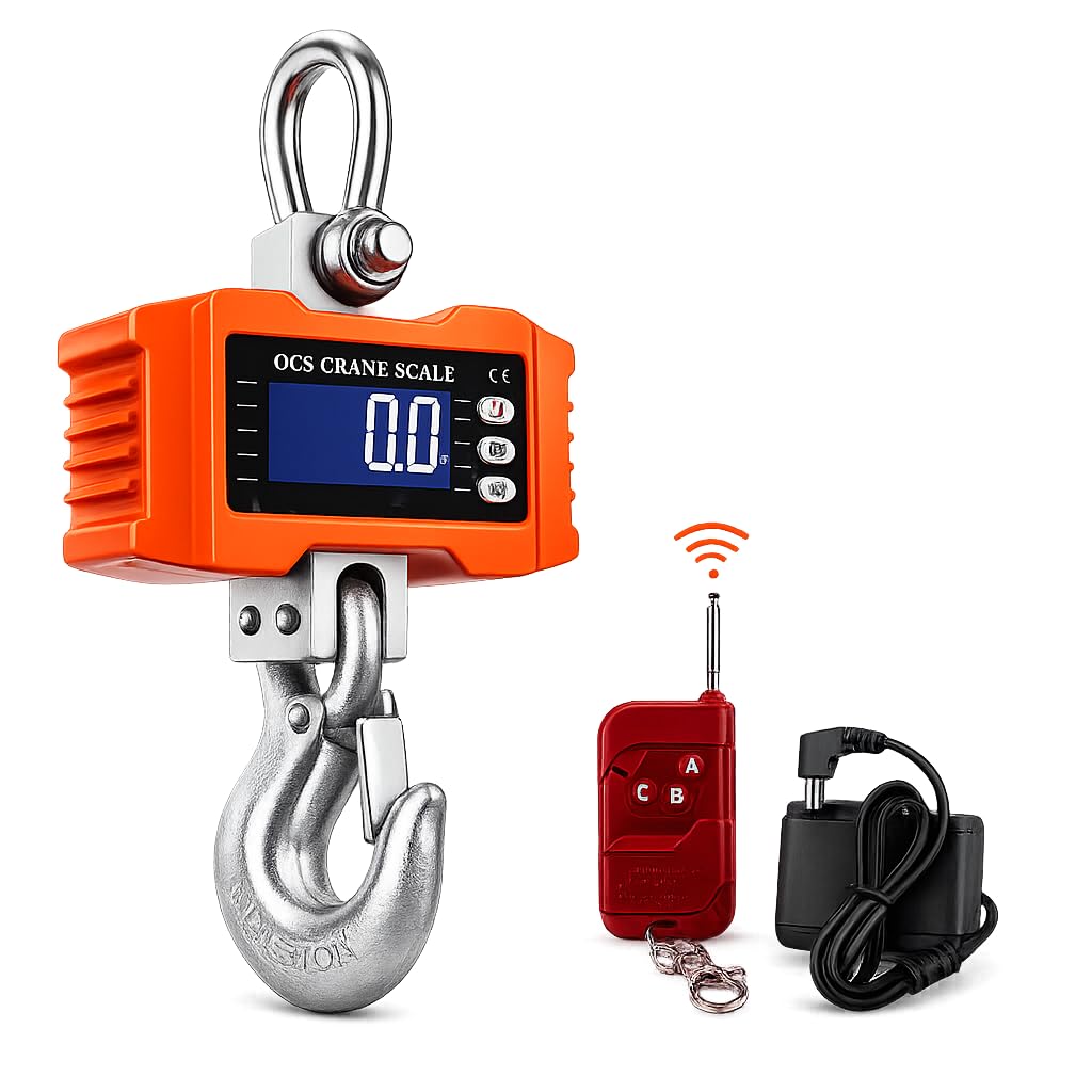 OCS H Model 1 Ton / 1000 kg Digital Crane Scale | Heavy Duty Industrial Hanging Weight Machine with Remote Control | Weighing Scale for Logistics, Scrap, Metal & Industrial Lifting (1, Tons)-image-38