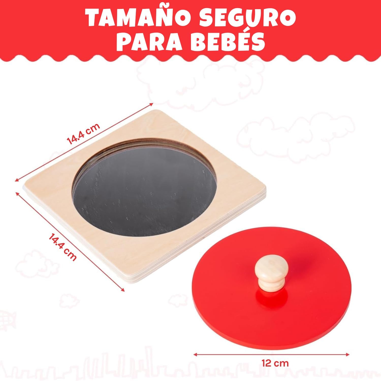 Montessori Baby Toys Play Kit Montessori Mirror Peekaboo Knob Puzzle image 4