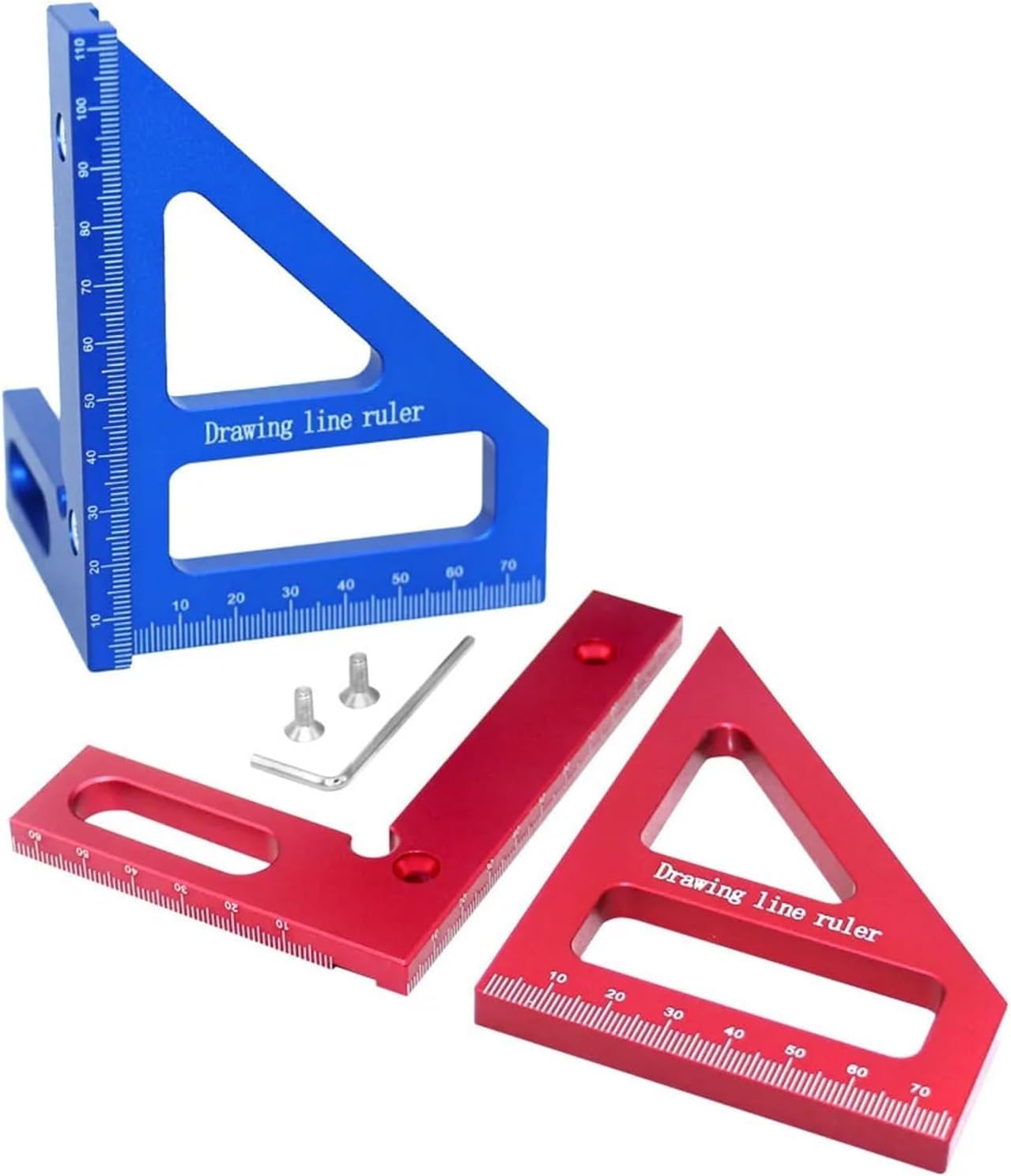 Squadra da Falegname - Goniometro per Lavorazione del Legno, Righello Triangolare in Alluminio, misurazione a 45/90 Gradi, 3D.