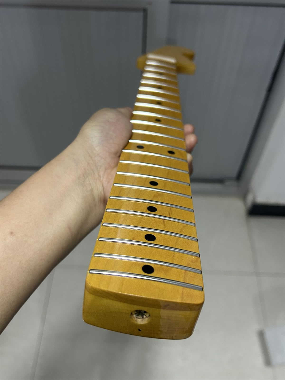 Big headstock 21frets maple Electric guitar neck part hole 8mm