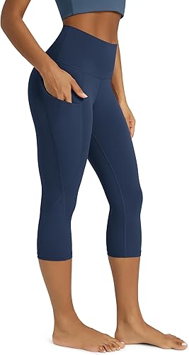 Miniatura 53 de ODODOS - Leggings capri de cintura alta para mujer con bolsillos, control de abdomen, no se transparentan, para entrenamiento atlético, running