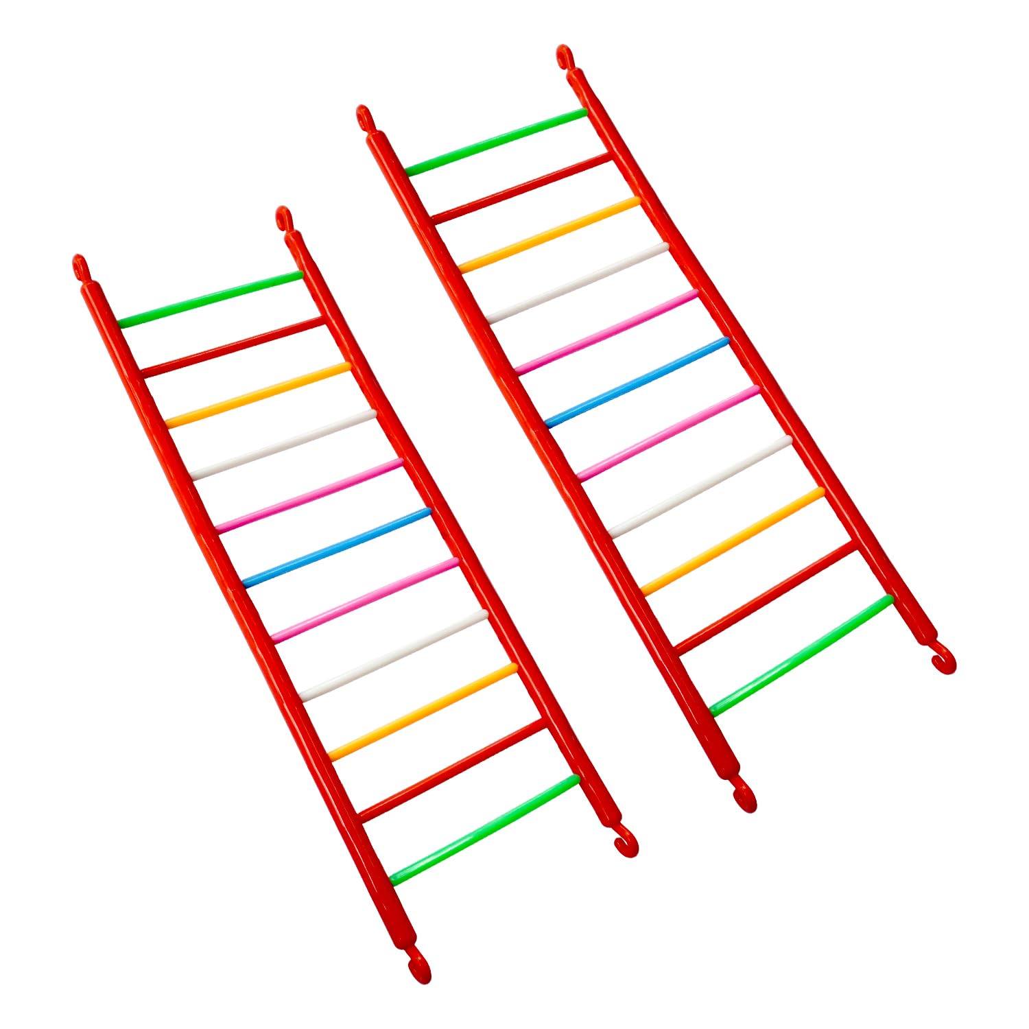 pagona bird cage ladder, 11 cm x 32 cm, multicoloured plastic climbing toy for cockatiels, conures, love birds, parrot, parakeet, budgies and all small parrots (pack of 2)