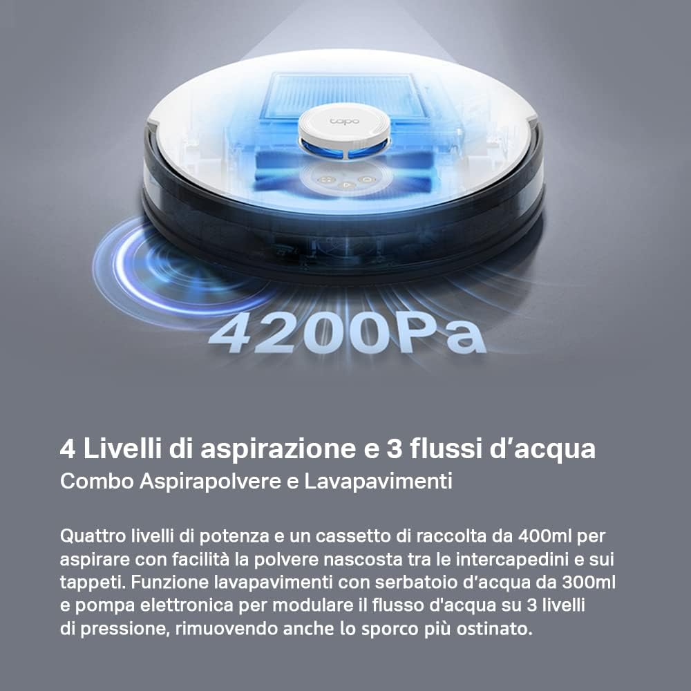 TP-Link Tapo RV30, Robot Aspirapolvere Lavapavimenti, Aspirazione Potenza 4200Pa, Navigazione LiDAR, Mappatura Rapida, Batteria da 5000mAh, Adatto a Pavimenti e Tappeti, Controllo APPAlexaGoogle : Amazon.it: Casa e cucina TP-Link Tapo RV30, Robot Aspirapolvere Lavapavimenti, Aspirazione Potenza 4200Pa, Navigazione LiDAR, Mappatura Rapida, Batteria da 5000mAh, Adatto a Pavimenti e Tappeti, Controllo APPAlexaGoogle : Amazon.it: Casa e cucina