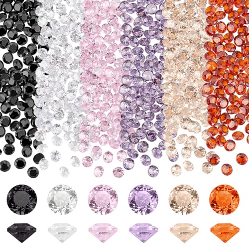 PH PandaHall Piedra de circonita cúbica de 6 colores, diamantes de imitación facetados de grado A, gemas pequeñas de circonita, piedras sueltas para anillos, aretes, pulseras, arte de uñas,