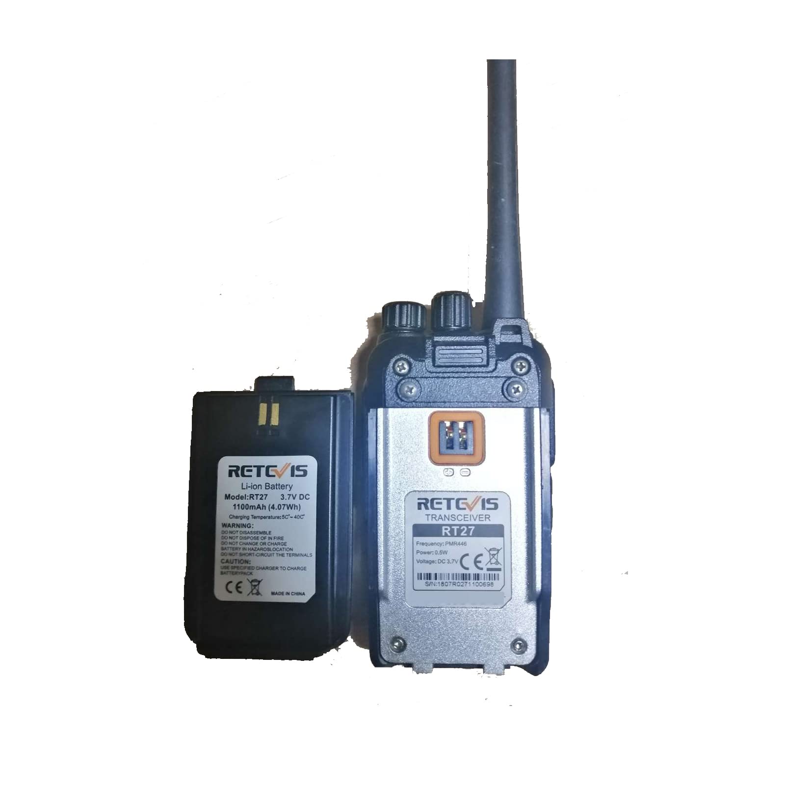 Retevis RT27 Funkgerät, PMR Funkgeräte Set, 16 Kanäle CTCSS/DCS VOX, Walkie Talkie Lizenzfrei für Baustelle, Sicherheitsdienst (5 STK., Schwarz)