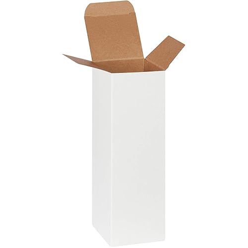 Cajas plegables de inversa, 3.0 x 3.0 x 10.0 in, color blanco, 250 por caja