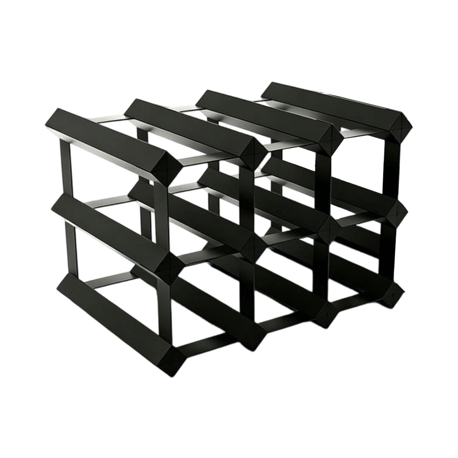 ZEPFJHE 9 Bottle Wine Rack for Countertop, Wooden Freestanding Bottle Holder with Black Finish and Horizontal Storage for Home Display Rack Counter Wine Organizer Tabletop Holder Black Wood