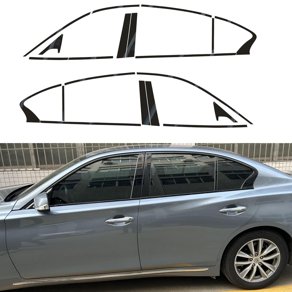 Window Trim Chrome Delete Blackout Overlay Pre-Cut Genuine Vinyl KK for Infiniti Q50 2014-2023 Carbon Fiber Pattern