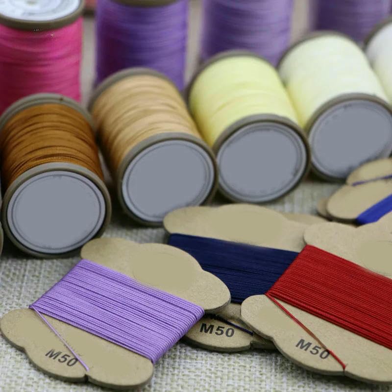 Hilo Encerado Trenzado de 0,45 mm a 0,55 mm (8 m), Hecho a Mano, para Cuero, Manualidades, Costura a Mano, Botas, sillín, Hilo de 27 Hilos de 0,45 mm (8 m, 48 Colores)