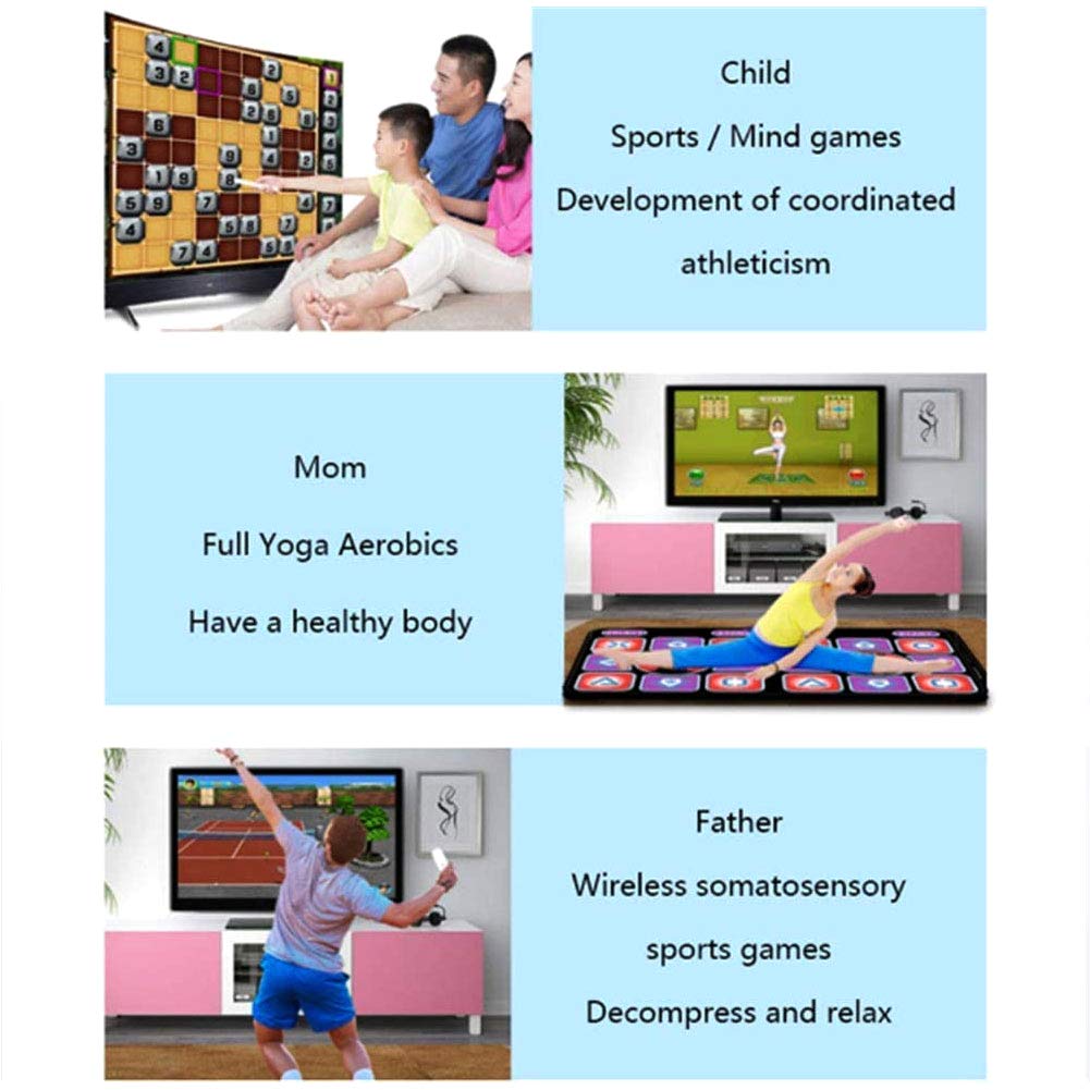 NANANA Tappeto da Ballo Doppia, Bambini Fitness Tappetino da Ballo, Double Person Danza Pad Tappetino Musica Gioco Yoga Dancing Step per Adulti/Bambini TV Computer Tappeto di Danza,1660x930x11mm