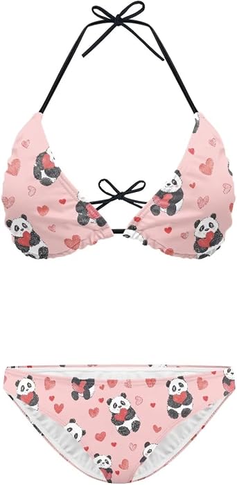 Women's Halter Bathing Suit Top Sexy 2 Piece High Cut Bottoms Bikini Set Cheeky Allover Print Swimwear