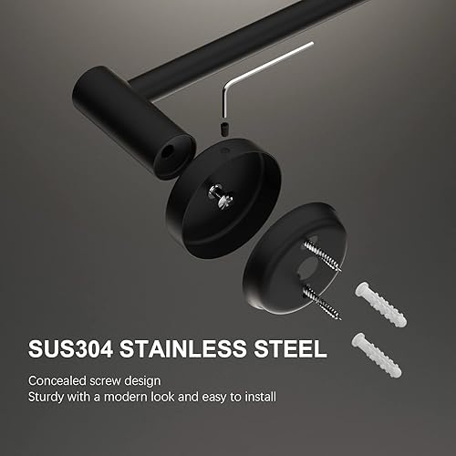 Miniatura 3 de Toallero doble ajustable de 16 a 27.6 pulgadas, acabado de níquel cepillado satinado SUS304, toallero de baño de acero inoxidable SUS304, toallero