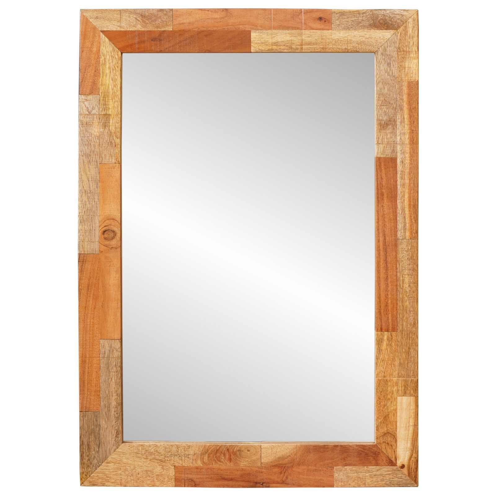 Espejo de baño con almacenamiento de roble Artisan, 50 x 70 x 2,5 cm, moderno espejo de baño de madera maciza de mango con diseño minimalista para montaje en pared elegante y práctico
