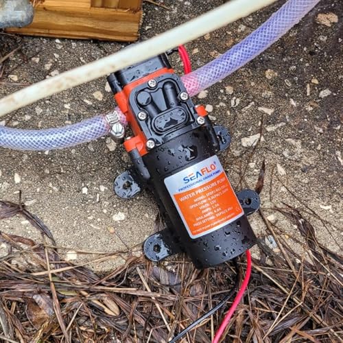 Image of SEAFLO 21-Series Water Pressure Diaphragm Pump - 12V DC, 1.2 GPM, 35 PSI with Adjustable Pressure Switch, Self-Priming, Quiet Operation for RV, Boat, and Off-Grid Applications