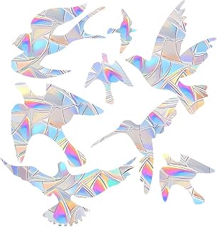 Window Decals - 24 Pcs Anti-Collision Rainbow Window Clings for Bird Strike Prevention, No Glue Required, Clear