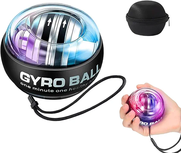 Wrist Ball - Torque-Ball Hand Exerciser, Forearm/Finger/Grip Strength Trainer, Wrist Power Gyro Balls with Auto-Start Colorful LED Lighting, Hand Strengthening Devices - Red