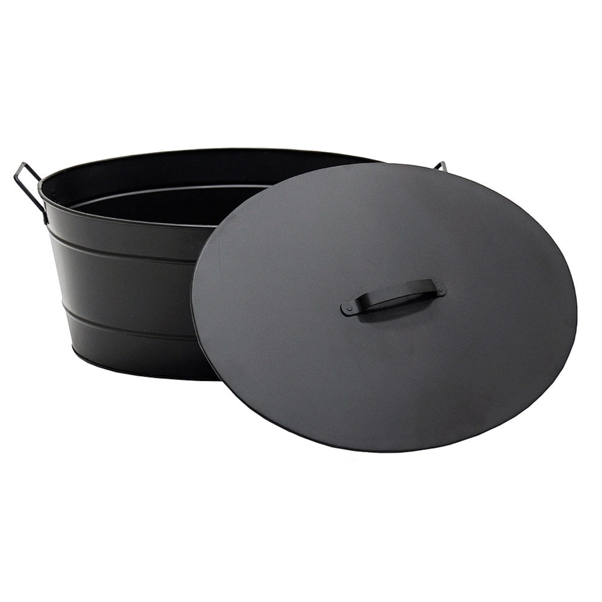 Minuteman International Schwarze ovale Wanne mit Deckel.