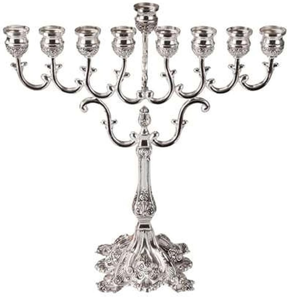 Lamp Lighters Ultimate Judaica Silver Plated Menorah - 11" H X 10.5" W