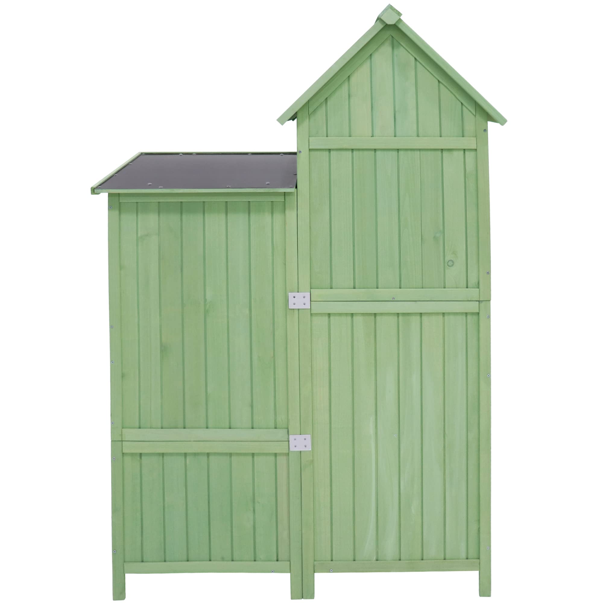 Casetta per attrezzi da giardino, resistente alle intemperie, in legno, per esterni, in PVC, 118 x 54 x 173 cm (larghezza x profondità x altezza), verde