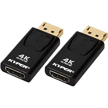Kyper USKyper-504K 2 Pack 4K DisplayPort to HDMI Adapter 24K Gold Plated Uni-Directional DP to HDMI Passive Adapter Connector Compatible with HP, NVIDIA, Dell, PC, Laptop, Monitor, HDTV, Projector
