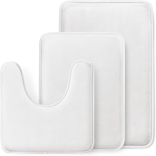 Juego de 3 alfombras de baño de espuma viscoelástica, antideslizantes y de secado rápido, alfombras de baño de terciopelo ultra suave para baño,