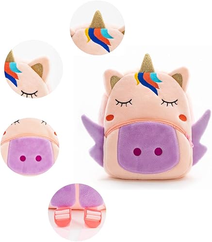 Miniatura 6 de Mochila con diseño de animales, animal de felpa, minibolsa de viaje para niño de 2-6 años, baby unicorn), PBK001