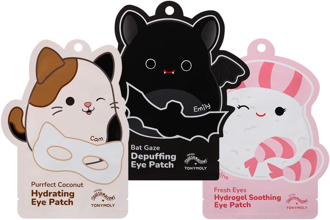 x Squishmallows Hydrating Eye Patch Set – Assorted Depuffing & Moisturizing Under Eye Patches with Berry Extract & Vitamin C