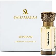 Swiss Arabian Gharaam Perfume Oil for Women &amp; Men &ndash; Long-Lasting Arabic Fragrance &ndash; Alcohol-Free Concentrated Musk &amp; Amber &ndash; Premium Arabic Perfume Oil