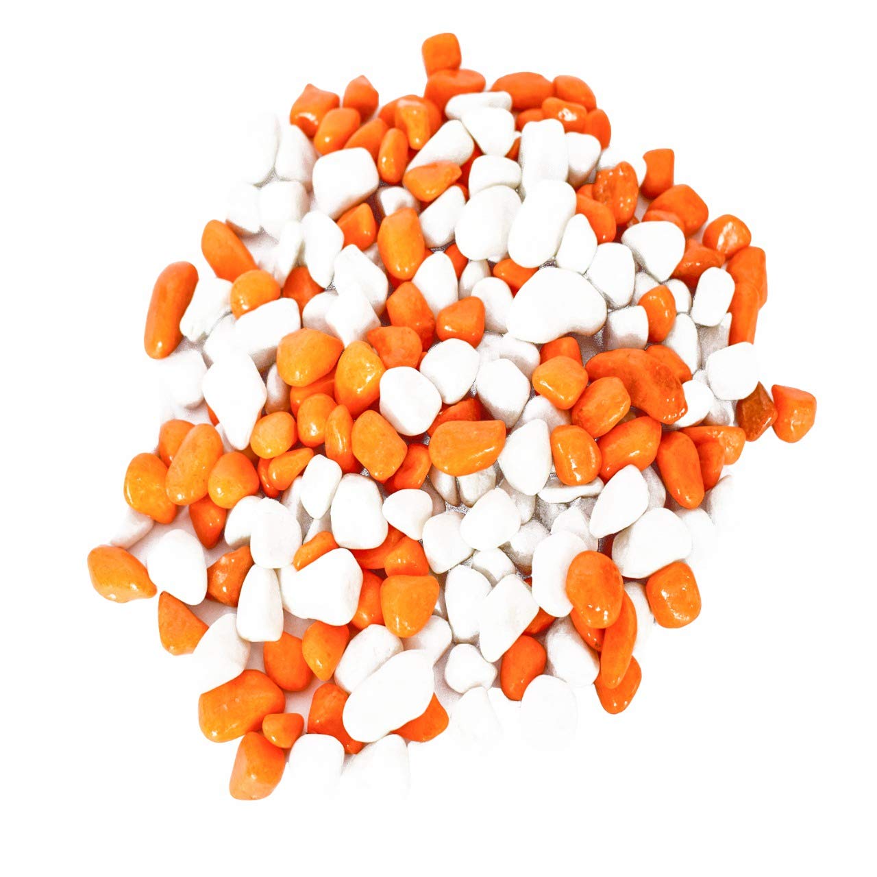 Ercole® Decorative Coloured Asymmetric Marble Stone Pebbles for Vase Filler Plant Pots Home Aquarium Fish Tanks Landscape Outdoor Garden Decoration (White & Orange, 500 Grams) (B092DV1M5F) Amazon Price History, Amazon Price Tracker