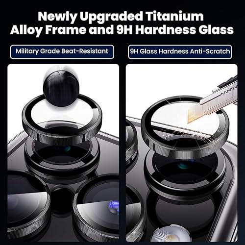 Miniatura 5 de Hoerrye Protector de lente de cámara para iPhone 15 Pro y iPhone 15 Pro Max 3+1 unidad Protector de pantalla de vidrio Ultra-HD compatible con